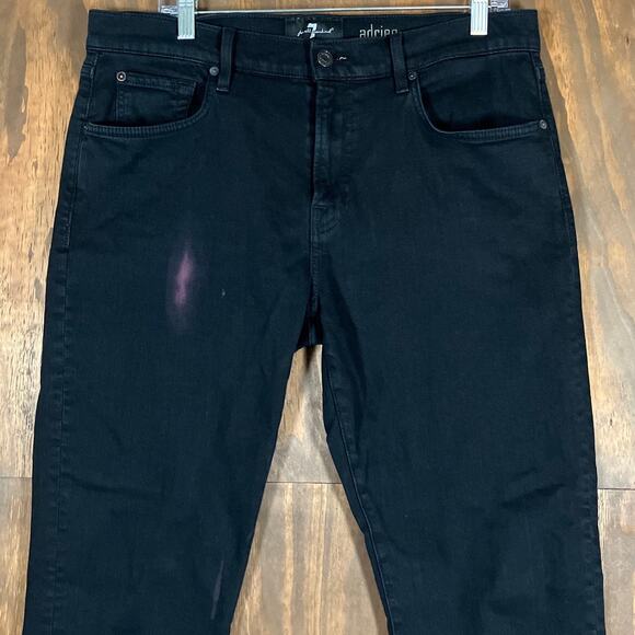 7 For All Mankind Mens Jeans Black Adrien Luxe Tapered Slim Fit Stretch 34 - Picture 2 of 13